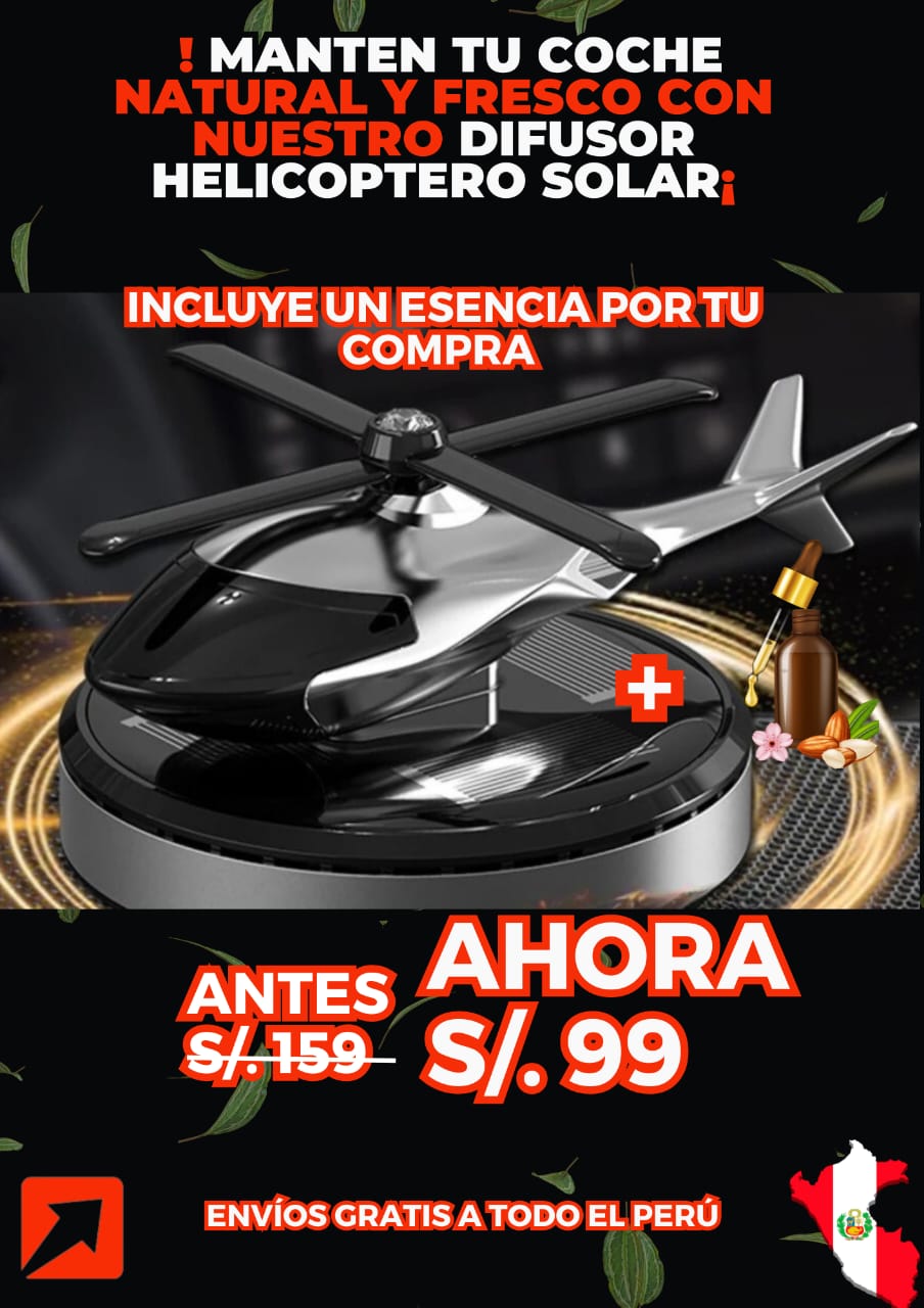 Difusor Helicóptero Solar para Coche + 1 Esencia Gratis