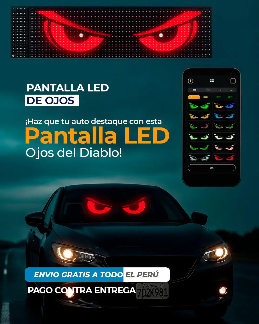 PANEL OJOS LED FLEXIBLE + GARANTIA 1 AÑO + ENVÍO GRATIS