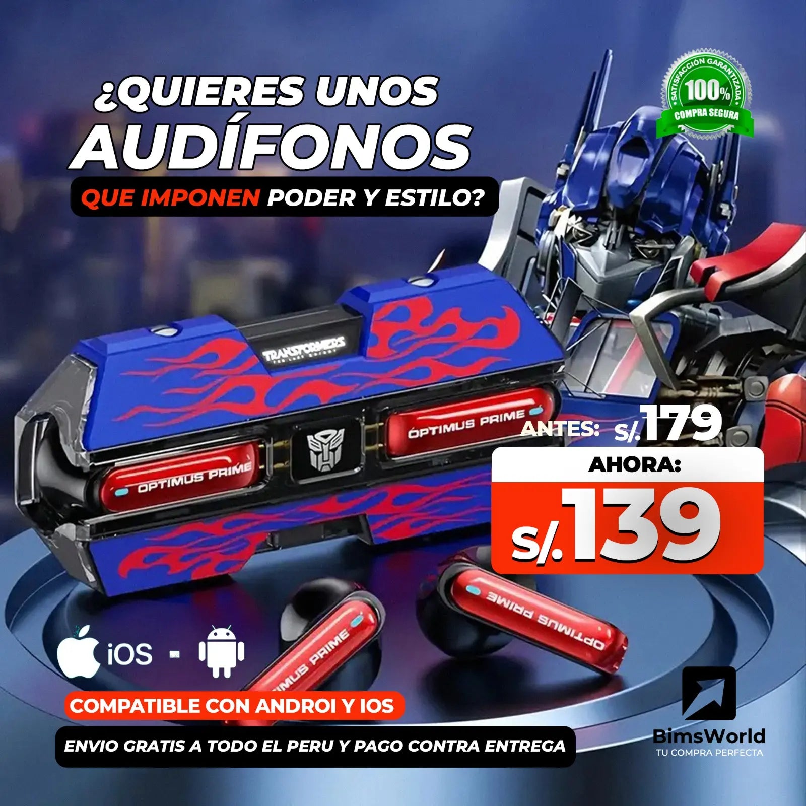AUDÍFONOS TRANSFORMES  OPTIMUS PRIME