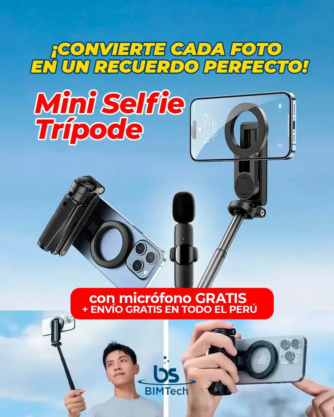 🎥 MINI SELFIE TRIPODE 3 EN 1  | 🎁 GRATIS AUDIFONO